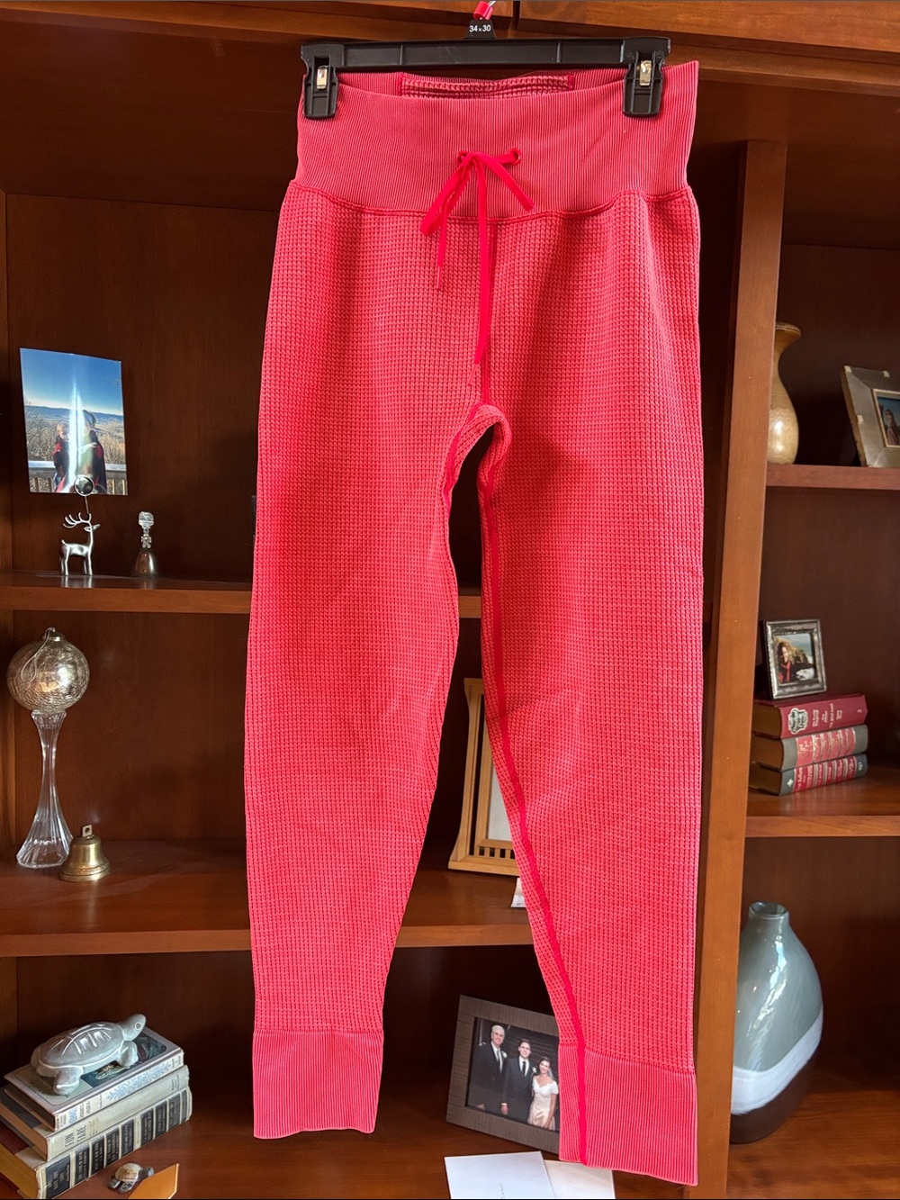 Victoria Secret Pink Active Red/Salmon Waffle Leggings Large